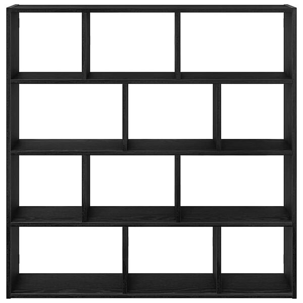 vidaXL Wall Cube Shelf 12 Compartments Black Engineered Wood