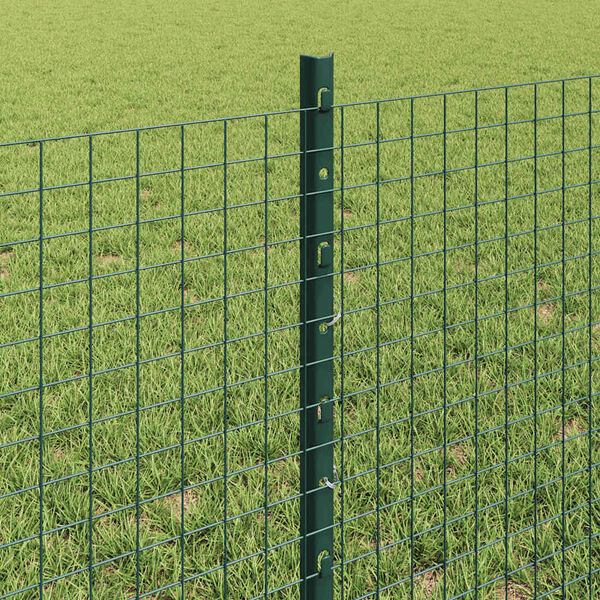 vidaXL Fence with Post Green 0.6 x 10 m Steel and PVC