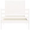 vidaXL Bed Frame without Mattress White Single Solid Wood