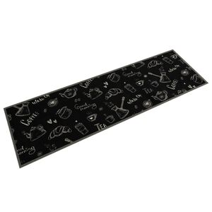 vidaXL Kitchen Rug Washable Morning Black 45x150 cm Velvet
