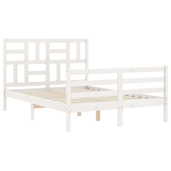 vidaXL Bed Frame without Mattress White Small Double Solid Wood