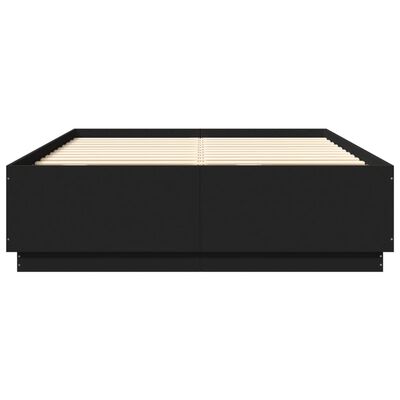 vidaXL Bed Frame with LED Lights Black 140x200 cm Engineered Wood