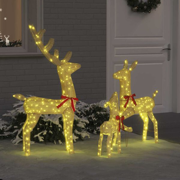 vidaXL Reindeer Family 3 pcs Warm white 68 x 26 x 127 cm Fabric