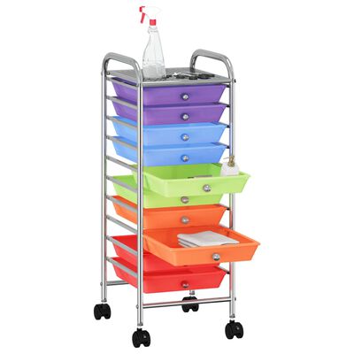 vidaXL 10-Drawer Mobile Storage Trolley Multicolour Plastic