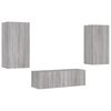 vidaXL 3 Piece TV Wall Cabinets with LED Lights Grey Sonoma