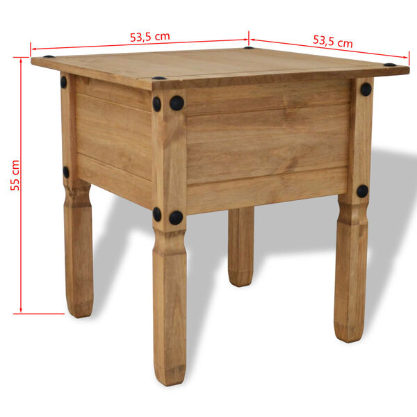 vidaXL Side Table Mexican Pine Corona Range 53.5x53.5x55 cm