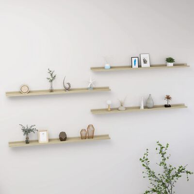 vidaXL Wall Shelves 4 pcs Sonoma Oak 115x9x3 cm