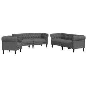 vidaXL Living Room Couch 3 pcs Dark Grey Fabric