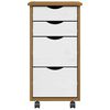 vidaXL Rolling Cabinet with Drawers MOSS Honey Brown Solid Wood Pine