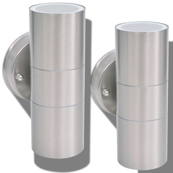 vidaXL Outdoor LED Wall Lights 2 pcs Stainless Steel Up/Downwards