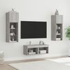 vidaXL 4 Piece TV Wall Cabinets with LED Lights Grey Sonoma