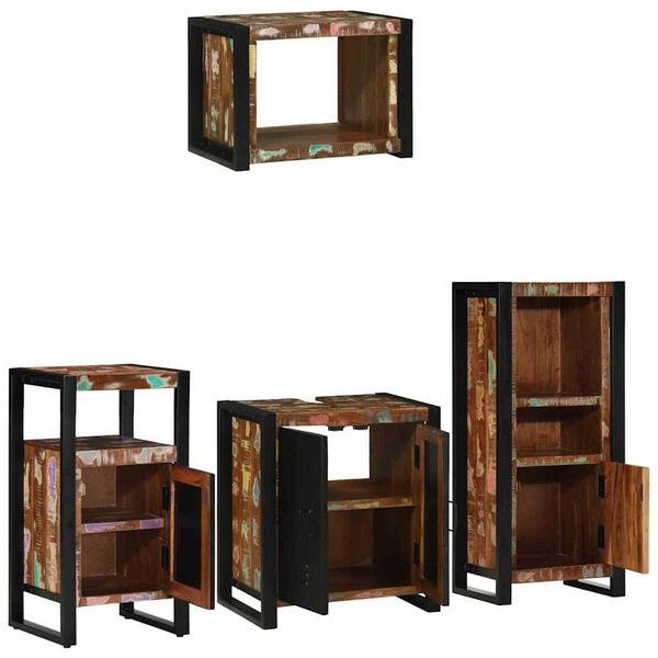 vidaXL Bathroom Furniture Set with Drawer 4 pcs Solid Reclaim Wood
