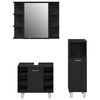 vidaXL Bathroom Furniture Set with Shelf 3 pcs Black 30 x 30 x 99.5 cm