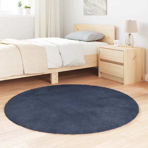 vidaXL Shaggy Rug High Pile NAVARRA Navy 120x120 cm Polyester
