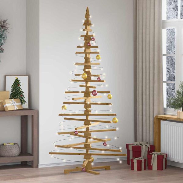 vidaXL Wooden Christmas Tree with Stand Brown 210 cm Solid pine wood