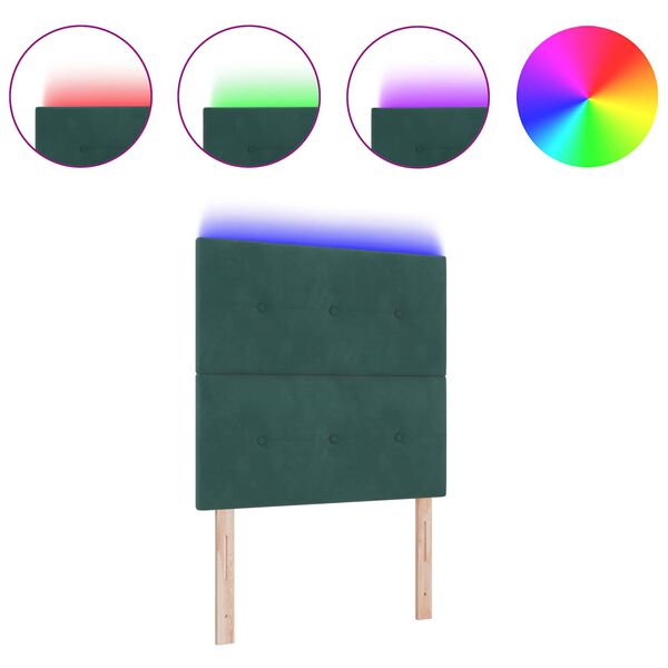 vidaXL LED Headboard with LED Strip Lights Green 80 cm Polyester