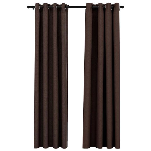 vidaXL Linen-Look Blackout Curtains with Grommets 2pcs Taupe 140x245cm