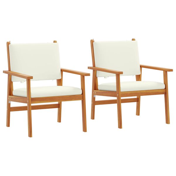 vidaXL Garden Chair with Cushion 2 pcs Cream White Solid Acacia Wood
