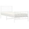 vidaXL Metal Bed Frame without Mattress with Footboard White 90x200cm
