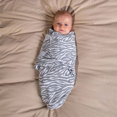 Bo Jungle Wrap Swaddling Blanket Grey and White Tiger S