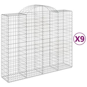 vidaXL Arched Gabion Baskets 9 pcs 200x50x160/180 cm Galvanised Iron