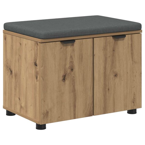vidaXL Hall Bench with Cushion with Door Artisan Oak 60 x 38 x 46 cm