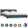vidaXL Bed Frame with LED without Mattress Grey Faux Leather 160x200 cm