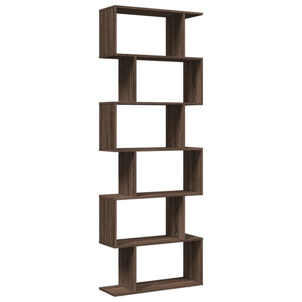 vidaXL Room Divider Bookcase 6-Tier Brown Oak 70x24x193 cm Engineered Wood