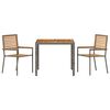 vidaXL Garden Dining Set 3 pcs Grey Poly Rattan