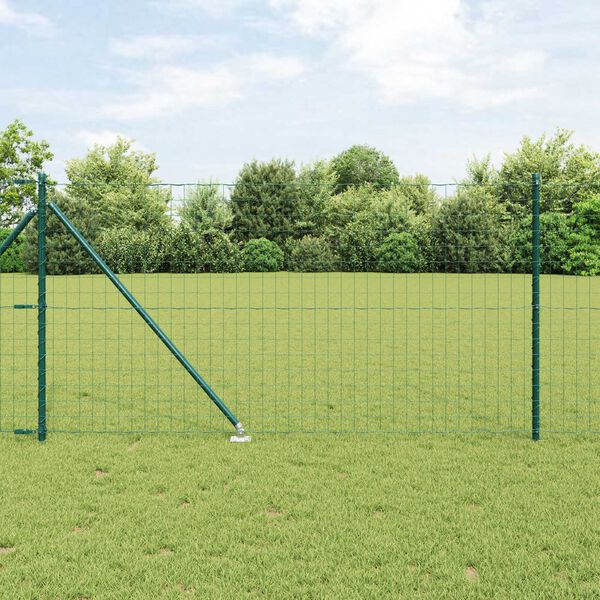 vidaXL Fence with Post Green 1 x 25 m Steel