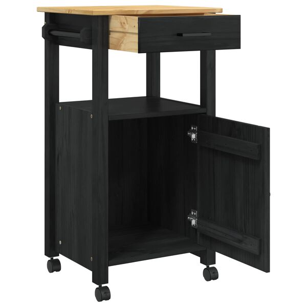 vidaXL Kitchen Trolley Plain Black
