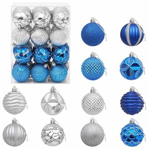 vidaXL Christmas Ball Set 36 pcs Blue and Silver 6 cm Polystyrene