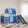 vidaXL Kids'Loft Bed Frame with Curtains, Arch, Slide White and Blue