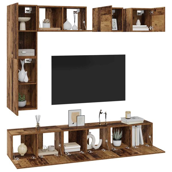 vidaXL TV Cabinet Set Wall-mounted 8 pcs Old Wood Engineered Wood