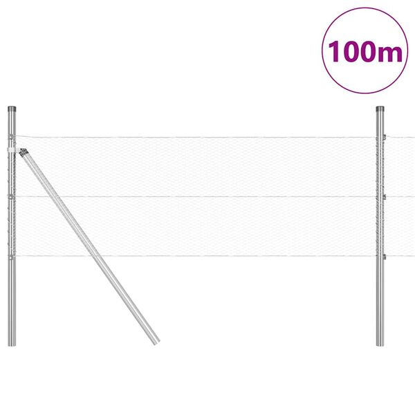 vidaXL Fence Post Silver 100 x 0.8 m (13 mm mesh) Steel