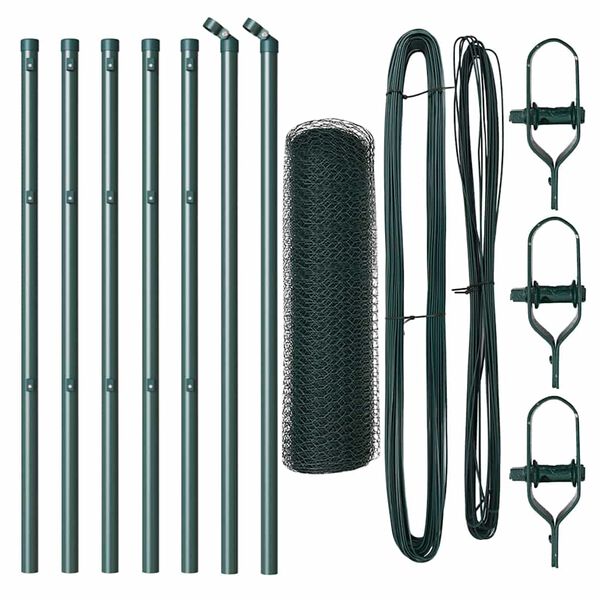 vidaXL Fence Post Green 10 x 0.5 m (25 mm mesh) Steel and PVC