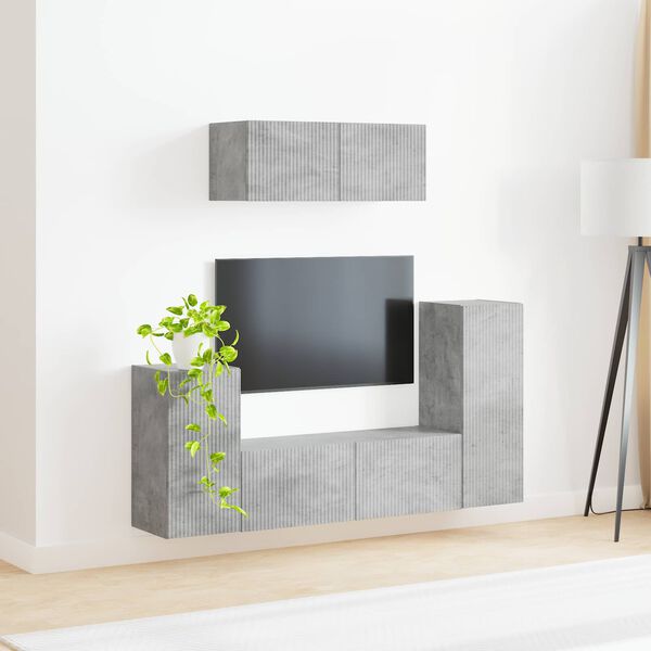 vidaXL TV Cabinet Set 4 pcs Concrete Grey Engineered Wood