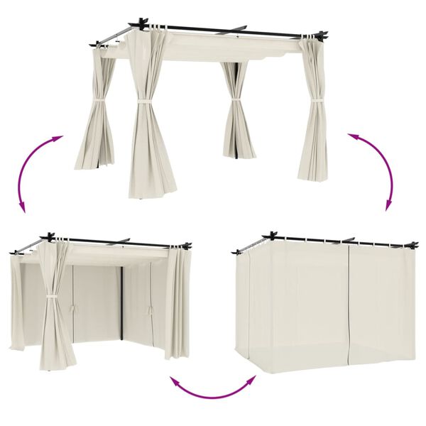 vidaXL Gazebo with Curtains Cream 3x3 m Steel