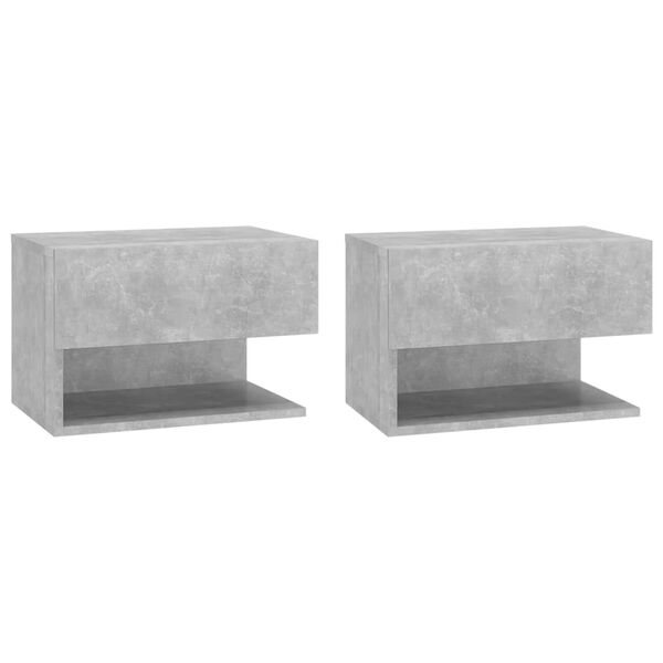 vidaXL Wall-mounted Bedside Cabinets 2 pcs Concrete Grey