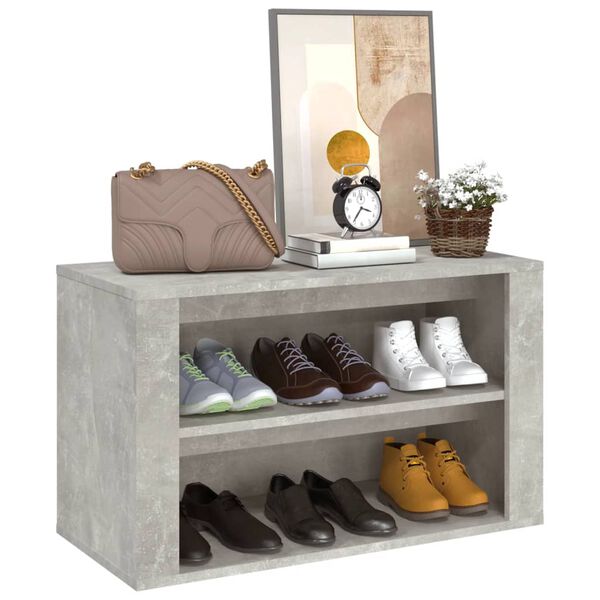 vidaXL Shoe Rack Concrete Grey 75x35x45 cm Engineered Wood