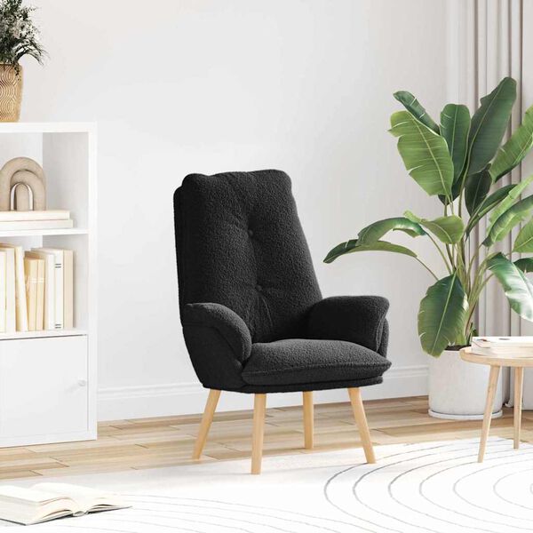 vidaXL Armchair Black 61 x 78 x 98 cm Sherpa Fabric