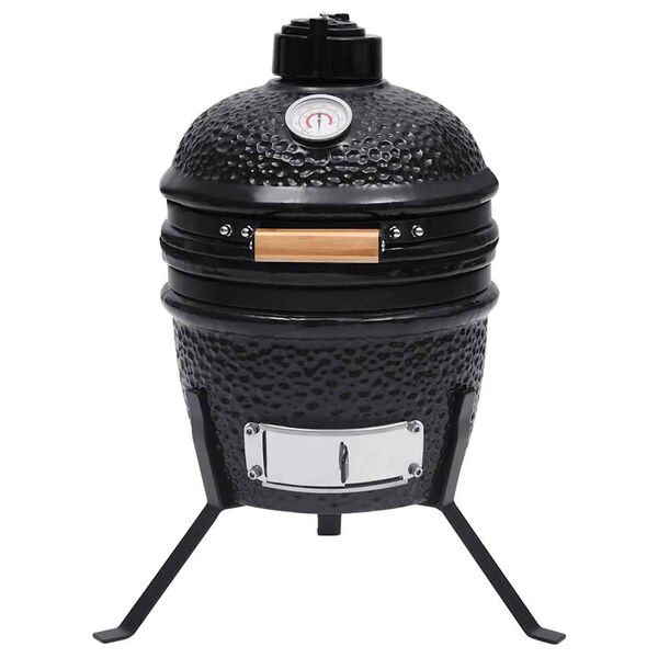 vidaXL 2-in-1 Kamado Barbecue Grill Smoker Ceramic 56 cm Black