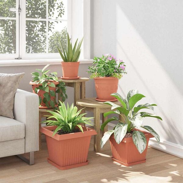 vidaXL Square Flower Pot 24 pcs Brick Red 33 x 33 x 26 cm Plastic