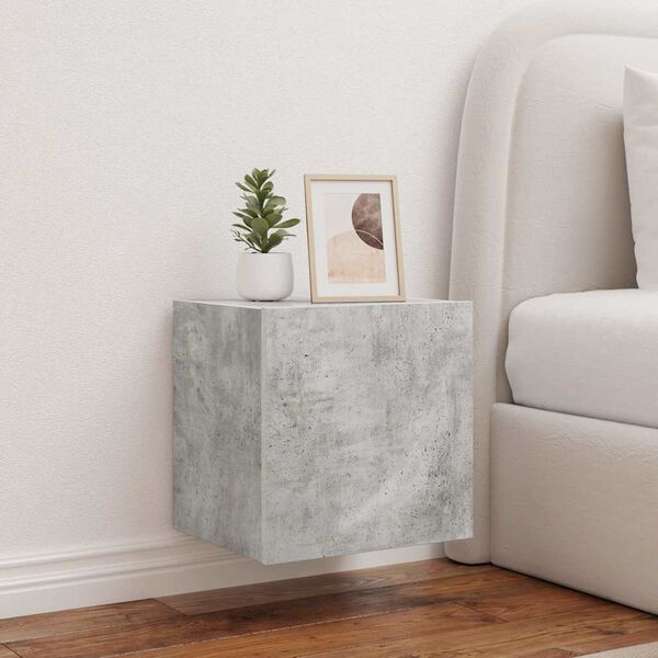 vidaXL TV Wall Cabinets with LED Lights 2 pcs Concrete Grey 40.5x35x40 cm