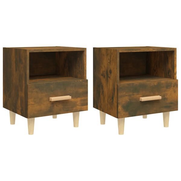 vidaXL Bedside Cabinets 2 pcs Smoked Oak 40x35x47 cm