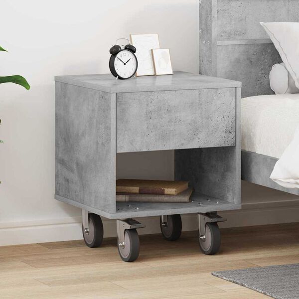 vidaXL Bedside Table Concrete Grey 40.5 x 40 x 48 cm Engineered Wood