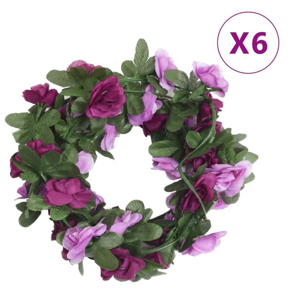 vidaXL Christmas Flower Garlands 6 pcs Spring Light Purple 250 cm