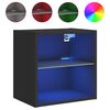 vidaXL Bedside Cabinets with LED Lights Wall-mounted 2 pcs Black