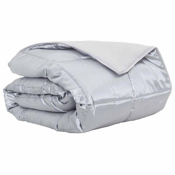 vidaXL Summer Duvet Silver 140 x 200 cm Satin and Microfiber