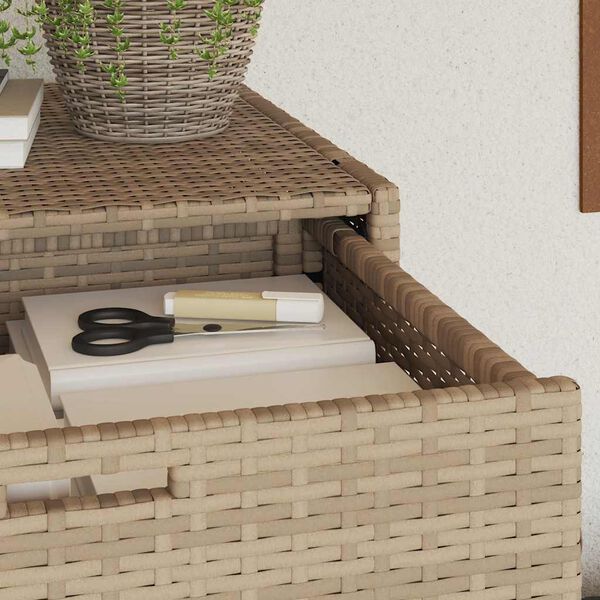 vidaXL Garden Storage Cabinet Beige 105x55x113 cm Poly Rattan